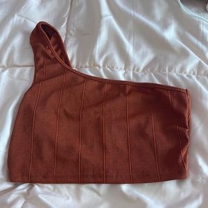 Shein size medium matching set, one shoulder crop top with flare pants